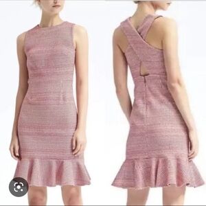 NEW Banana Republic Jacquard Knit Crossback Ruffle Sheath Dress 4